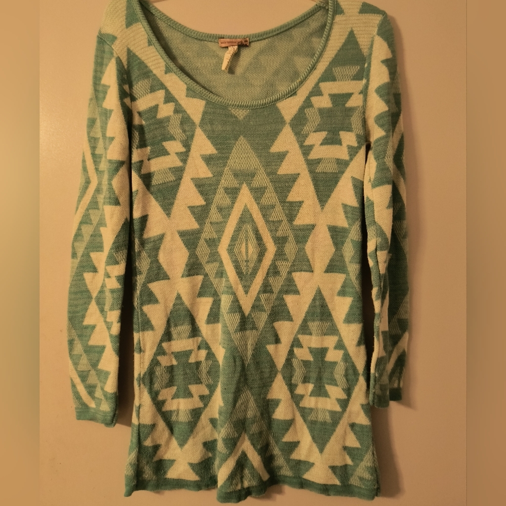 Y2k Body Central Green and White Geometric Dress